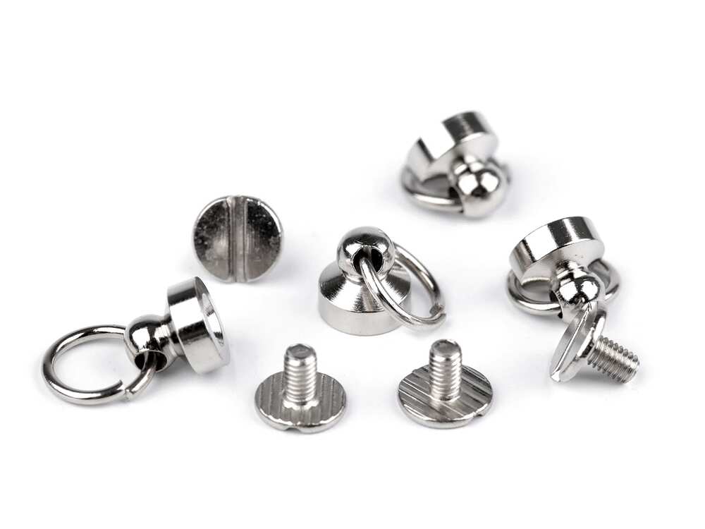 Sedlářský nýt šroubovací s kroužkem průměr 8 mm - stříbrný