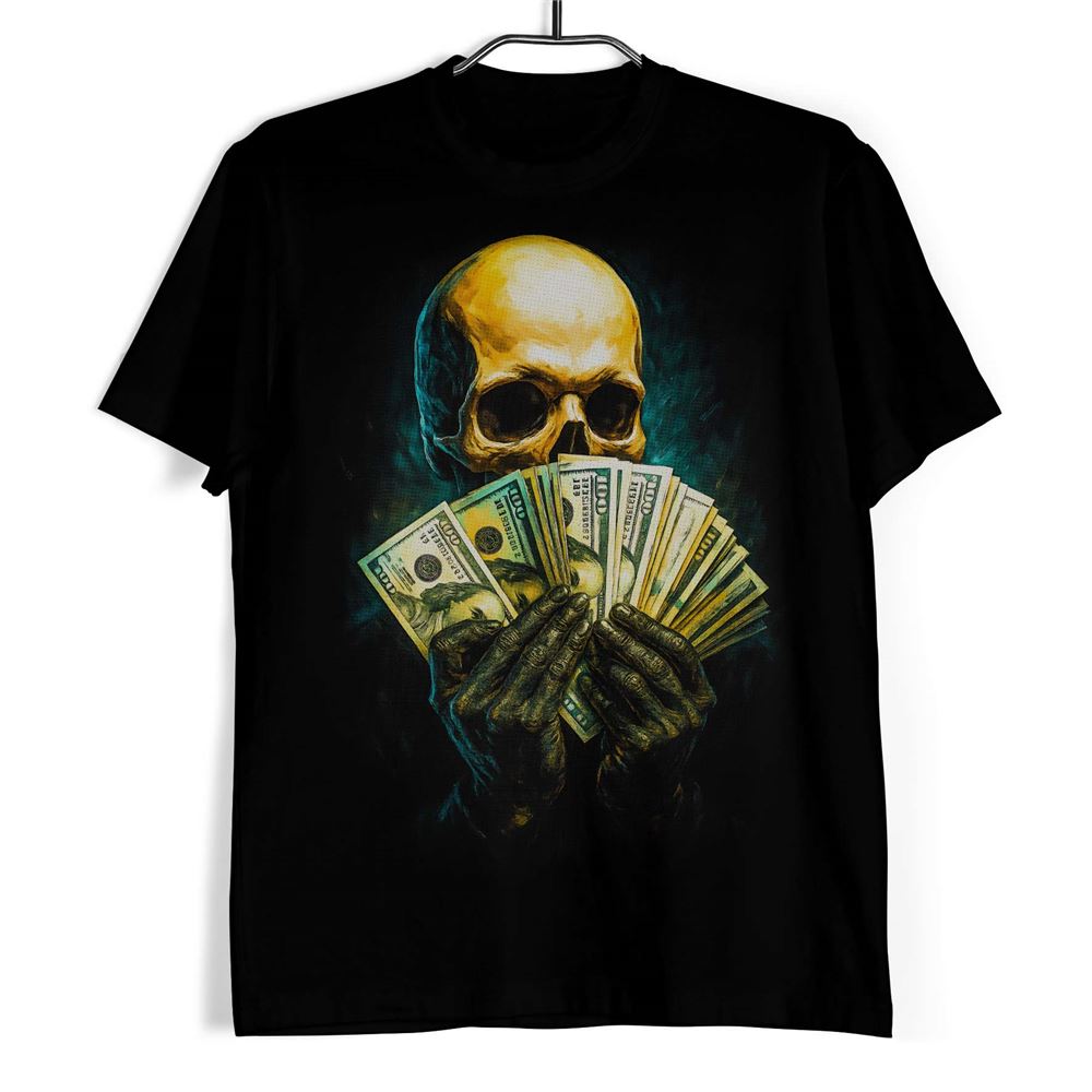 Tričko s lebkou - Money Never Dies