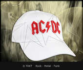 Kšiltovka AC/ DC bílá - Logo červené