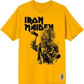 Tričko Iron Maiden - Est.  1975 Eddie Axe Graphic - žluté