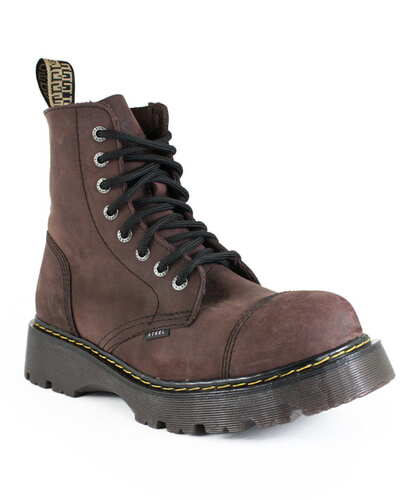 Boty Steel 8 dírek Crazy Brown,  hrubá podrážka kopie Martens - Hnědé