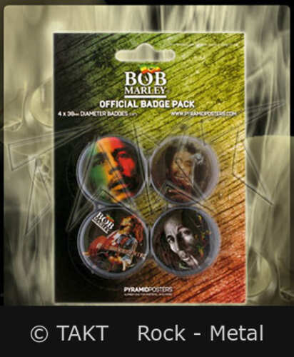 Placka se špendlíkem střední Bob Marley - Logos sada 4 kusy