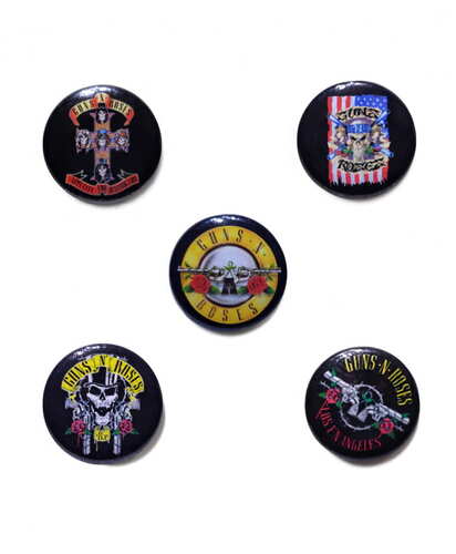 Placky Guns N Roses - Bullet Logo /  set 5 kusů